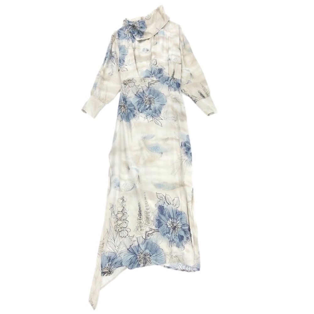 NEW Zara ZW COLLECTION PRINTED MIDI DRESS Roll Neck Quiet Luxury Old Money